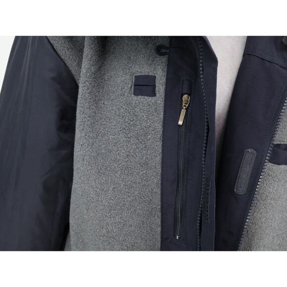 Lands End Coat Mens Medium 38 40 Navy Blue Zip Hooded Fleece Lined Jacket Cargo - Picture 15 of 16